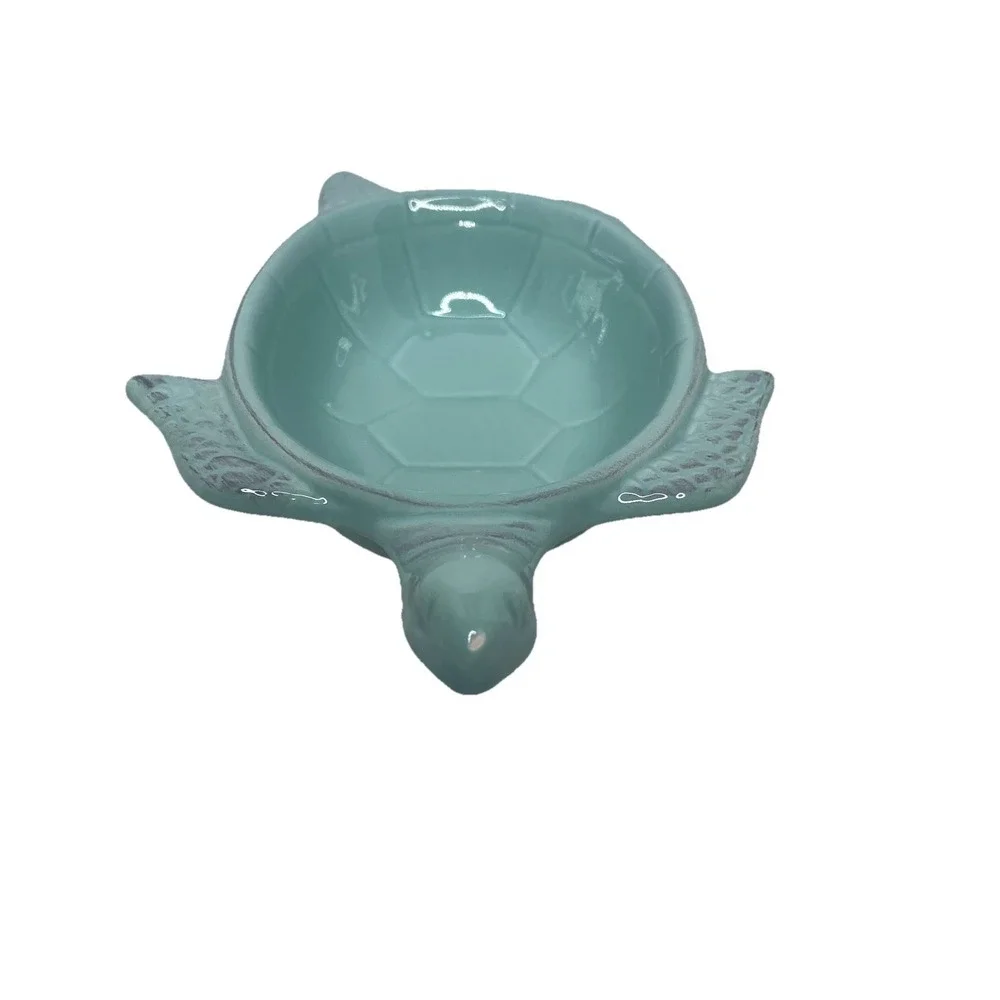 Turquiose Ceramic‎ Turtle Soap Dish 7 x 6 x 2 inch Beach Decor, New W Sm Defect